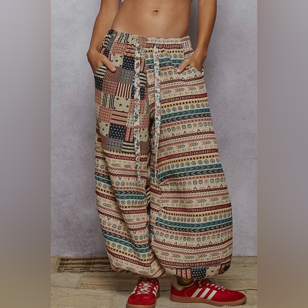 216 - Pol Multicolor Patchwork Jacquard Joggers - image 1
